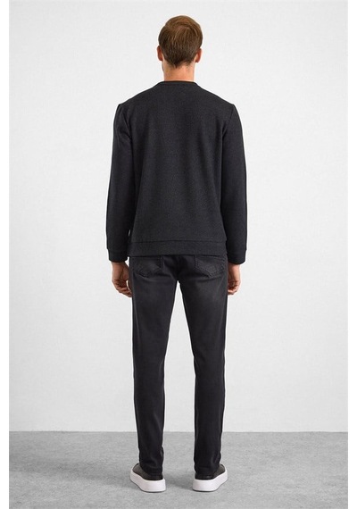 Süvari Siyah Regular Düz Bisiklet Yaka Sweatshirt Ssw2013700003-s09