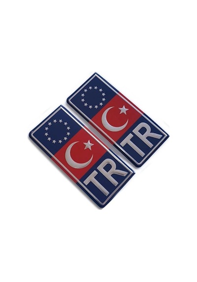 Plaka Tr Yazılı Arma Mavi Kırmızı 2li Set 10x4,5 Cm Glz00601843 1 Adet