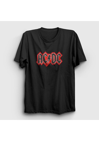 Presmono Unisex Red Black Ac/dc T-shirt Siyah