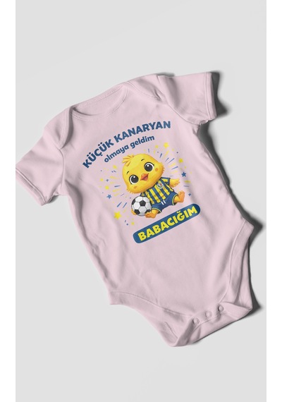 Morivokids Küçük Kanaryan Olmaya Geldim Babacığım Kısa Kollu Bebek Body %100 Pamuk Bebe Pembe