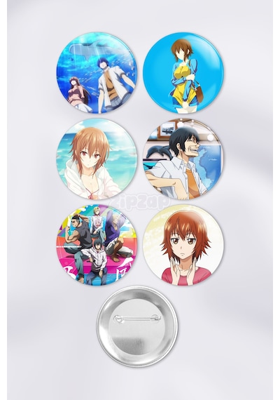 Grand Blue Dreaming Çanta Süsü Rozet İğneli Buton Rozet Seti 6 Adet Çok Renkli