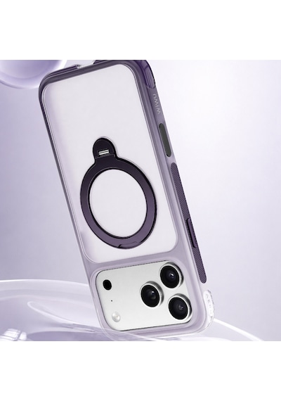 Apple Uyumlu iPhone 18 Pro Max Kılıf Wiwu As-204 Aeroshield Aurora Ultra Serisi M-safe Airbagli Standlı Kapak Mor