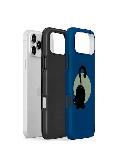 Velvoria Valestra Aylı Kedili Apple Apple iPhone Uyumlu 18 Pro Max Darbe Korumalı Kılıf Valestra Select - Aylı Kedili
