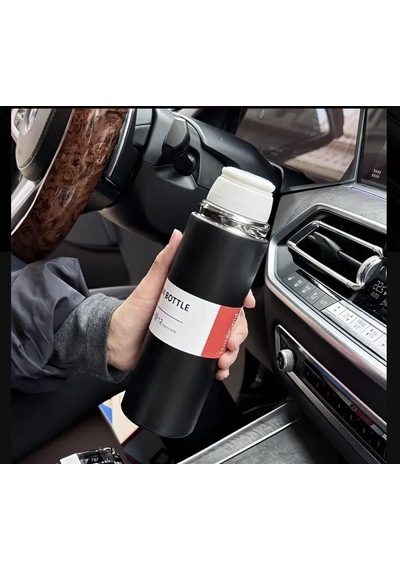 Termos Seti, Paslanmaz Çelik Termos 500ml, 2 Fincan İle, Seyahat Seti, Siyah Diğer