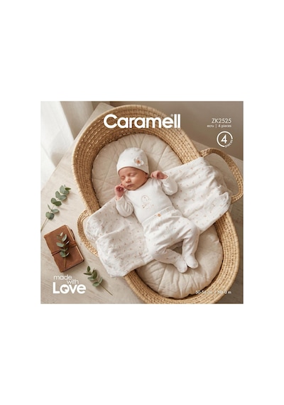 Altıntaş Baby Caramell Özel Kutusunda Love Bunny Tulumlu 4'lü Set Zk2525 Ekru Ekru