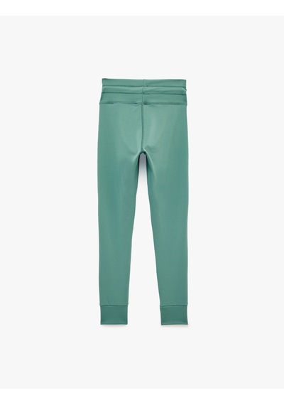 Koton Yüksek Bel Slim Fit Bağcıklı Spor Tayt Yeşil 6sak40182nk