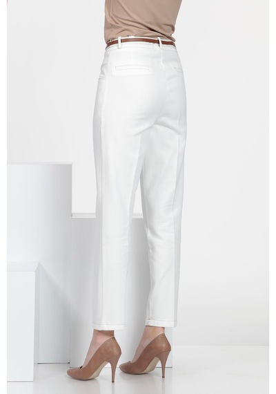 Cigarette Fit Pantolon Beyaz