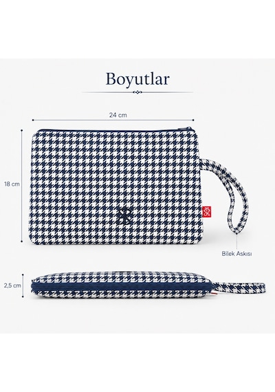 Sellhubx El Yapımı Desenli Kadın Bilek Çantası, Fermuarlı Astarlı Kumaş Portföy Çanta, İç Cepli 24 18 Cm Lacivert - Beyaz Sellhubx El Yapımı Desenli Kadın Bilek Çantası, Fermuarlı Astarlı Kumaş Portföy Çanta, İç Cepli 24 18 Cm Lacivert - Beyaz