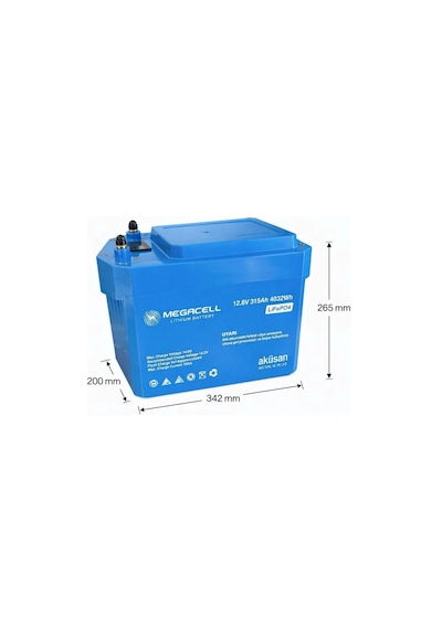 Megacell 12.8v 315ah Lifepo4 Lityum Demir Fosfat Akü Bluetoothlu Abs -yeni