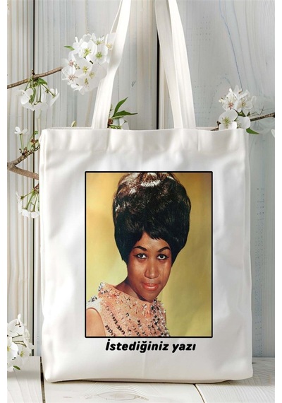 Art Hediye Aretha Franklin Baskılı Bez Çanta Omuz Çantası Kişiye Özel Desen 2 Çok Renkli