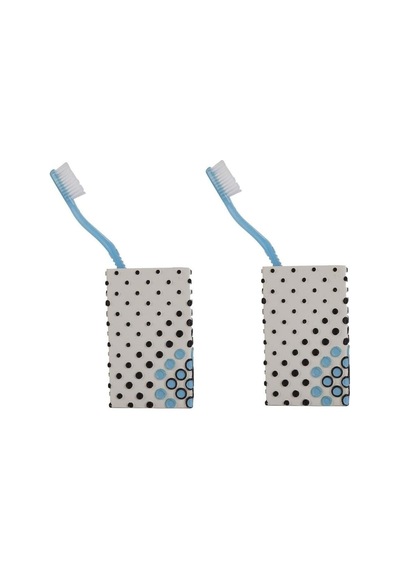 Bosphorus 2 Adet Diş Firçalik Ve Macunluk Puanli Poliresin 6x6x10cm 200ml Banyo Seti Çok Renkli