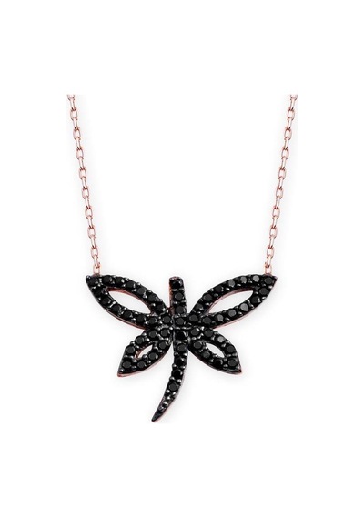925 Ayar Gümüş Siyah Zirkon Taşlı Yusufcuk Kolye Gümüş