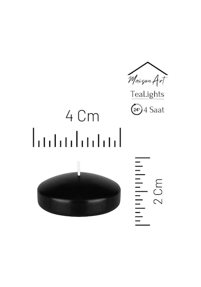 Float Siyah 24 Adet Yüzen Mum 4 Saat Yanan Tea Light Mum Kokusuz Terapi Mumu