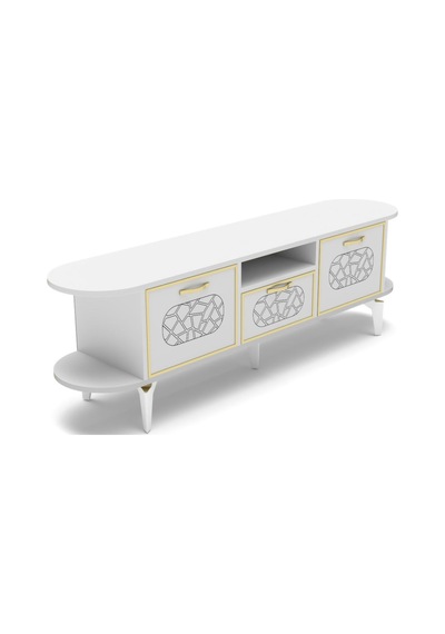 Tv Sehpası Mira Gold 5032 Beyaz 160 Cm 35 Cm 50 Cm Beyaz