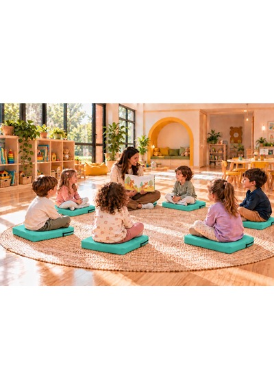 40x40x5 Cm Kare Minder - Sandalye Minderi - Kreş Anaokulu Oyun Aktivite Minderi - Bahçe Dekor Minderi Su Yeşili