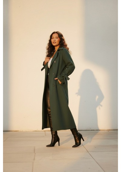 Durivya Oversize Kaşe Kaban Yeşil
