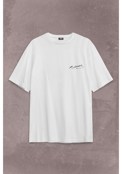 Mustafa Kemal Atatürk İmzası İmza 10 Kasım Sırt Ön Baskılı Oversize Tişört Unisex T-shirt 001