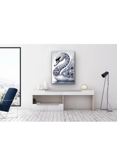 Elmaslı Kuğu Kanvas Tablo 70x100cm Çok Renkli