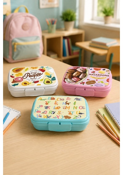 3'lü Beslenme Kabı Seti & Beslenme Kutusu Lunch Box & 600 Ml Çok Renkli - 917084228 Çok Renkli