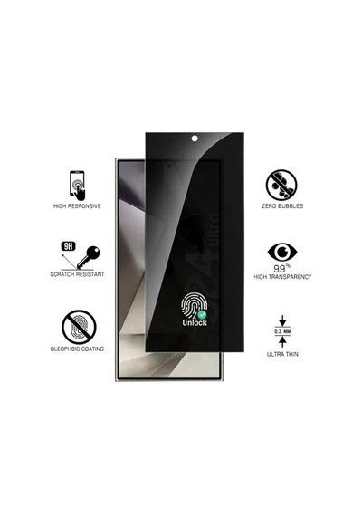 Ayrex Samsung Galaxy S24 Plus İle Uyumlu Ekran Koruma 0,18 Mm Ultra İnce Hayalet Gizlilik Cam Hassas Parmak İzi Açma Ö