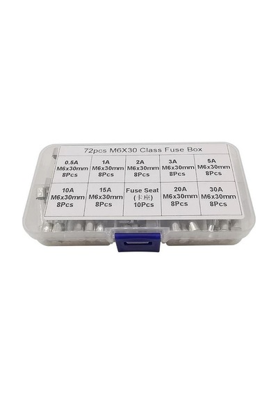 Cam Sigorta Seti 6x30 Mm 72 Adet 9 Çeşit 250v Şeffaf Çantada Cam Sigorta Seti 6x30 Mm 72 Adet 9 Çeşit 250v Şeffaf Çantada