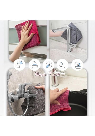 Mikrofiber Zor Kir Temizlik Bezi 5'li Paket, İnatçı Kirler Ve Lekeler İçin Çift Taraflı Ve Telli Zor Kir Bezi 40x40 Cm Belirtilmemiş