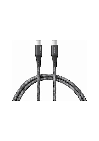 Type C-c, 2metre Örgülü 60watt Pd Hızlı Şarj Kablosu, Wahoo 1ad X 2metre Füme
