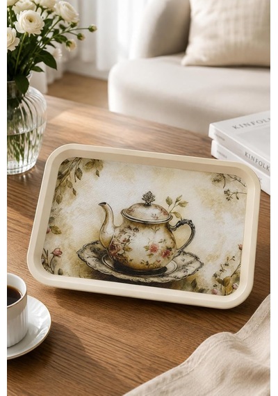 Tr English Tea 20x30 Cm Dekoratif Servis Tepsisi Vintage Sunum Çay Ve Kahve Tepsisi Hediyelik Diğer