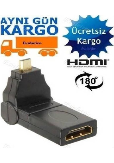 180 270 Derece Dönebilen Micro Hdmi To Hdmi 4670P Adaptör Çeviric