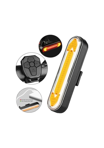 Forte GT Bisiklet Arka Işık USB şarjlı Led Sağ-Sol Sinyalli Xbyc 6130 Siyah