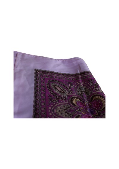 Tikitonki Yumuşak Dokulu Etnik Desenli Saten Lila Eşarp - 90x90 Lila Lila