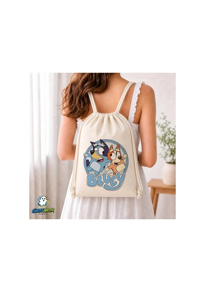 Ghostbastır Design Bluey Büzgülü Keten Çanta C037 Bej