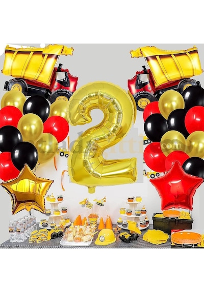 2 Yaş İnşaat Temalı Doğum Günü Parti Kutlama Seti