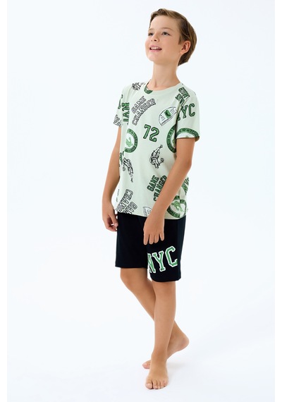 Rolypoly 3731 %100 Pamuk Erkek Çocuk Kısa Kol Cepli Bermuda Şort Pijama Takımı Açık Yeşil Rolypoly 3731 %100 Pamuk Erkek Çocuk Kısa Kol Cepli Bermuda Şort Pijama Takımı Açık Yeşil