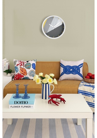 Soyut Geometrik Temalı Modern Duvar Saati - 35cm - Önü Camlı Beyaz Kasa - Sessiz Mekanizma-jh0464 Beyaz