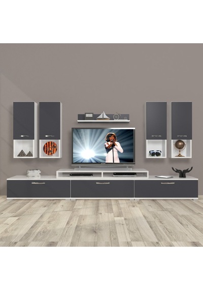 Decoraktiv Ekoflex 8da Mdf Tv Ünitesi Tv Sehpası - Beyaz Antrasit Beyaz - Antrasit Decoraktiv Ekoflex 8da Mdf Tv Ünitesi Tv Sehpası - Beyaz Antrasit Beyaz - Antrasit