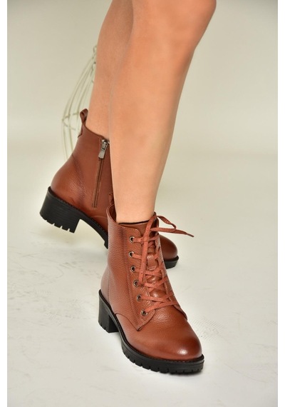 Fox Shoes R555054103 Taba Hakiki Deri Alçak Topuklu Kadın Bot Taba-hakiki Deri Taba