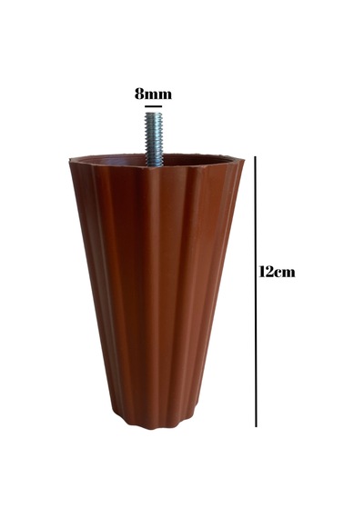 Armut Kahverengi Plastik 12cm 8mm Vidalı Mobilya Koltuk Ve Baza Ayağı 12cm Kahverengi 8mm 4 Adet Kahverengi