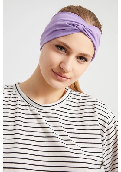 Kadın Çapraz Bağlamalı Pamuklu Penye, Kaymaz, Yumuşak, Esnek, Saç Bandı Bandana Lila