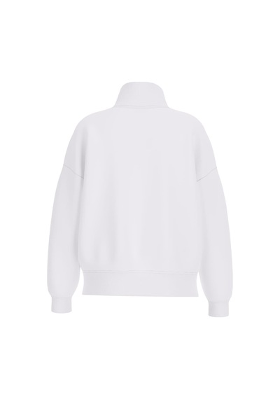 Guess Kadın Yarım Fermuarlı Dik Yaka Sweatshirt - Beyaz Beyaz