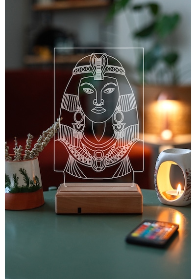 Özel Tasarım Mısırlı Kadın 3D Led Lamba