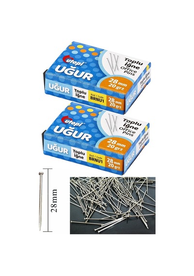 Toplu İğne 20 Gr 28 Mm 2 Paket Yaklaşık 300 Adet Nikel Kaplı Toplu İğne Düğün Nişan Takı İğnesi Okul Ofis Büro