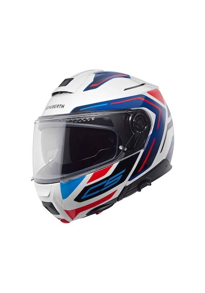 Schubert C5 Omega White Çene Açılır Motosiklet Kask Beyaz - Mavi - Kırmızı