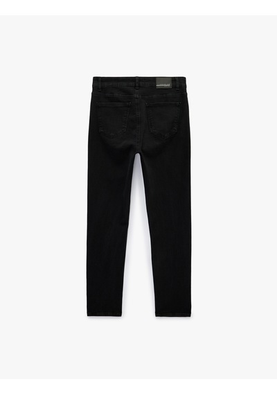 Koton Normal Bel Cepli Pamuklu Slim Fit Jean Pantolon - Brad Jean Siyah 6sam40277nd