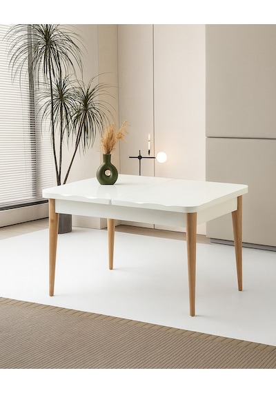 Kelebek Ortadan Açılır Büyüyen Yemek Masası Beyaz 80x130cm Beyaz