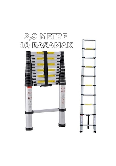 Ebax 2,90mt 10 Basamaklı Teleskopik Merdiven
