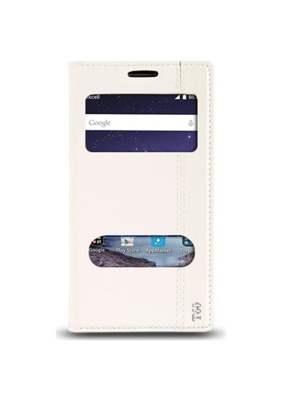 T50 İle Uyumlu Magnum Mıknatıslı Pencereli Kılıf Beyaz