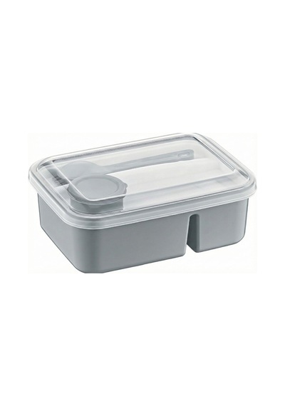 3 Bölmeli Beslenme Kabı 920 Ml Sosluklu Sızdırmaz Kapaklı Bpa İçermez Çatal Kaşık Dahil Lunch Box Bölmeli Yemek Kabı Gri Bakır