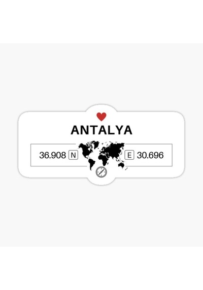 Antalya Gps Harita Sticker Oto Araba Yapıştırma 17Cm