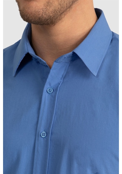 Tudors Slim Fit Dar Kesim Tery Cotton Erkek Gömlek-23407 Mavi Tudors Slim Fit Dar Kesim Tery Cotton Erkek Gömlek-23407 Mavi